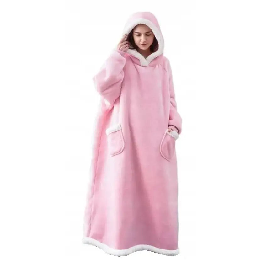 Stor og Varm 2-i-1 Tykk Xxl-lang Fleecekjole