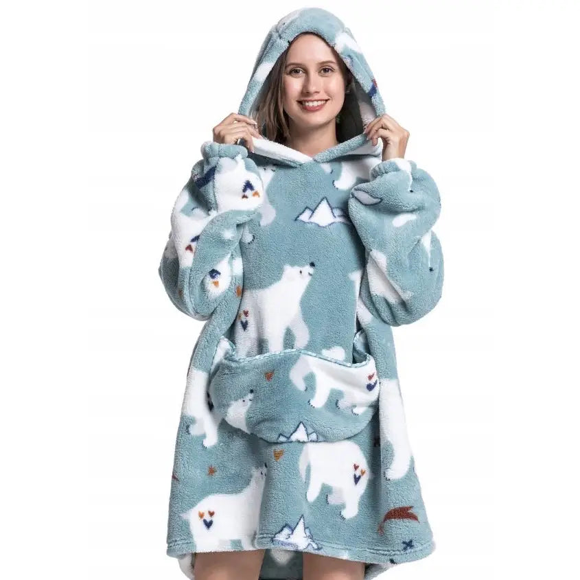 Stor og Varm Fleece-hettegenser med Teddyfôr 3-i-1 - Perfekt som Gave.