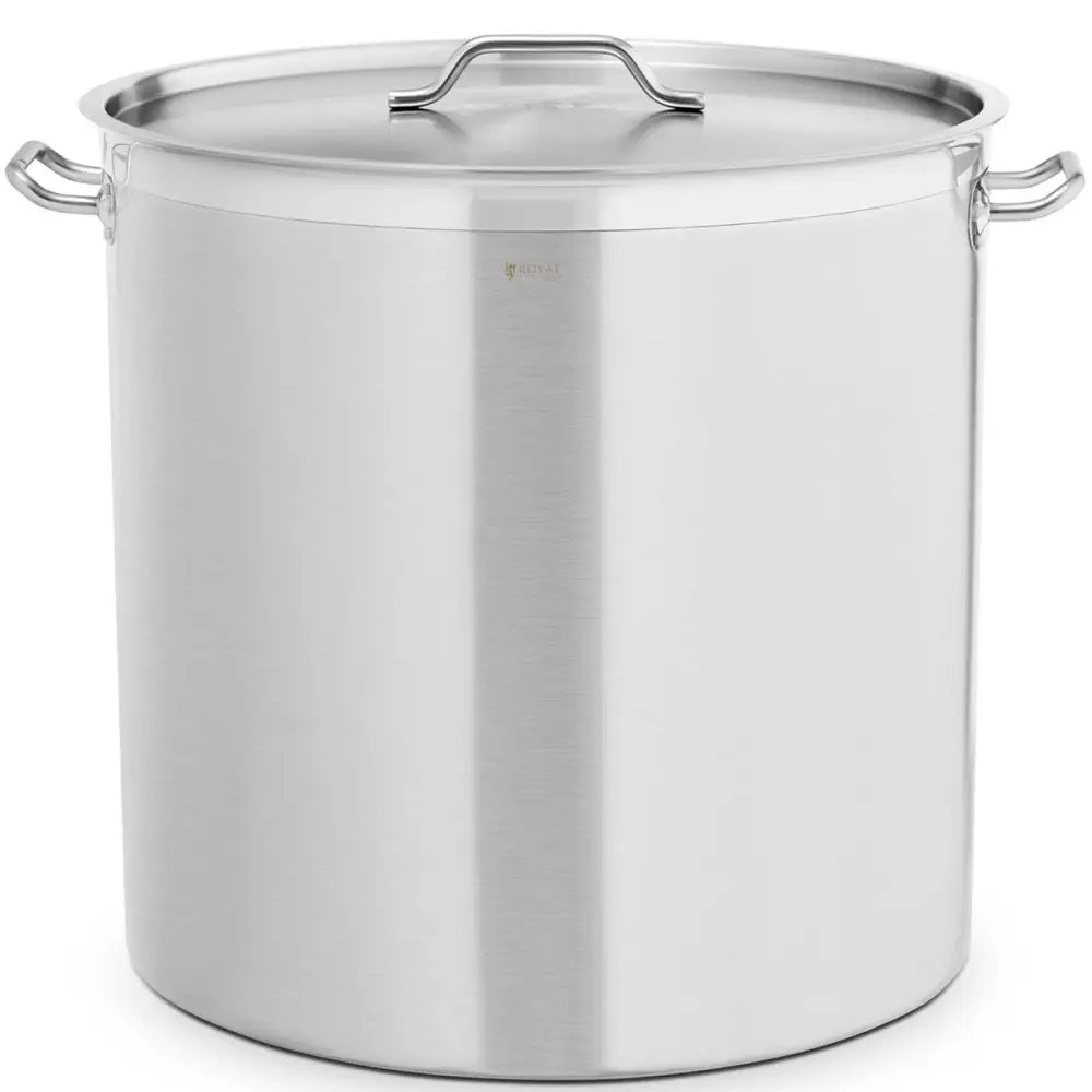 Stor Rustfri Kasserolle med Lokk og Tykk Bunn 130l