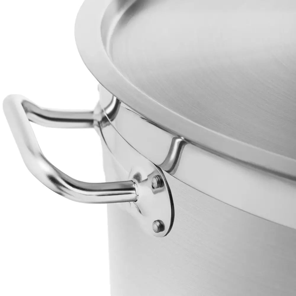 Stor Rustfri Kasserolle med Lokk og Tykk Bunn 130l