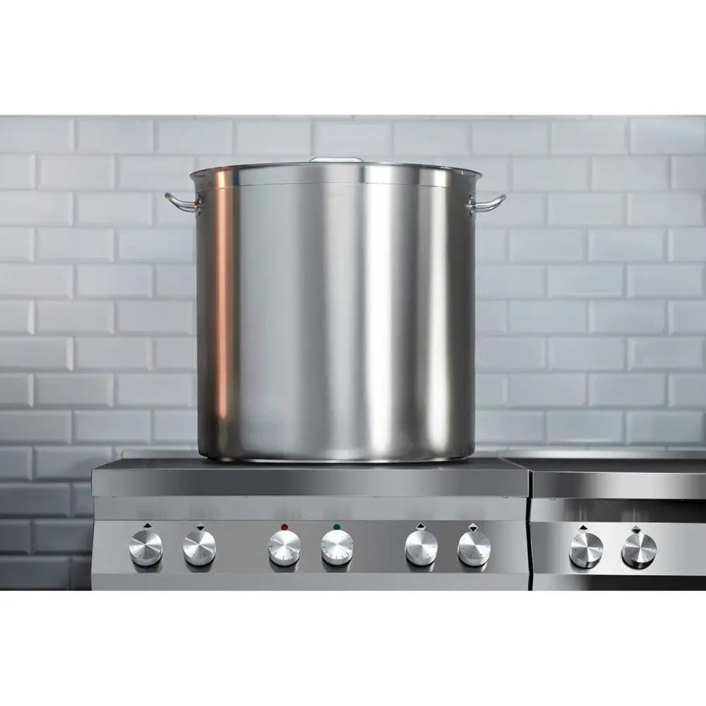 Stor Rustfri Kasserolle med Lokk og Tykk Bunn 130l