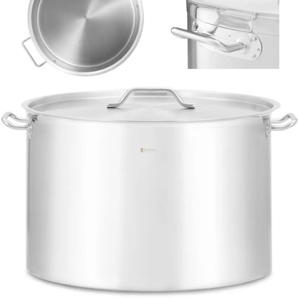 Stor Stål Kjele med Lokk og Tykk Bunn for Induksjonstopp Gassovn 83 l