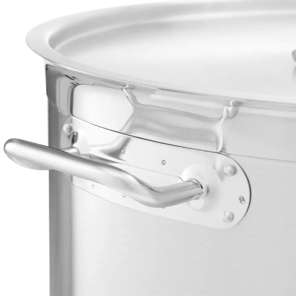 Stor Stålkasserolle med Lokk og Tykk Bunne for Induksjonskomfyr og Gasskomfyr 115 l