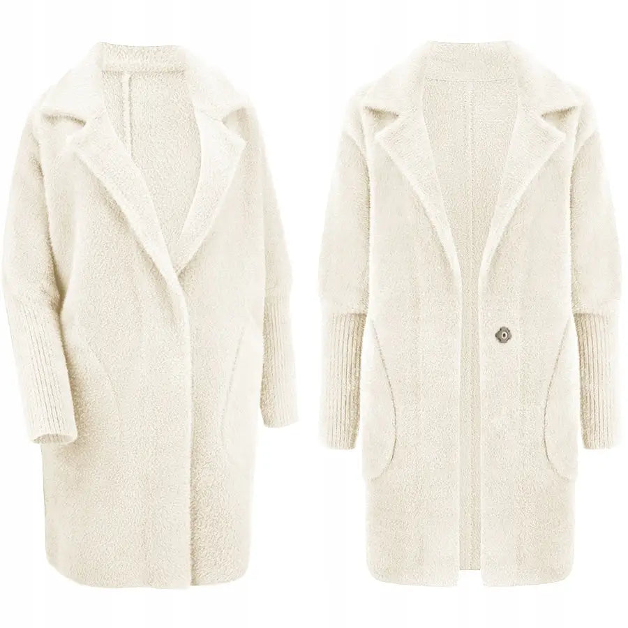 Stor Størrelse Alpakka Frakk Ull Jakke Farger - Hvit