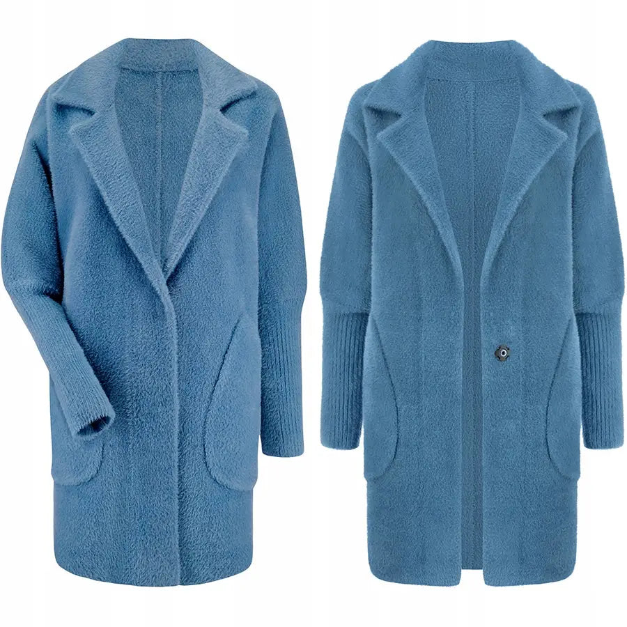 Stor Størrelse Alpakkafrakk Jakke Ull Farger - Blå v