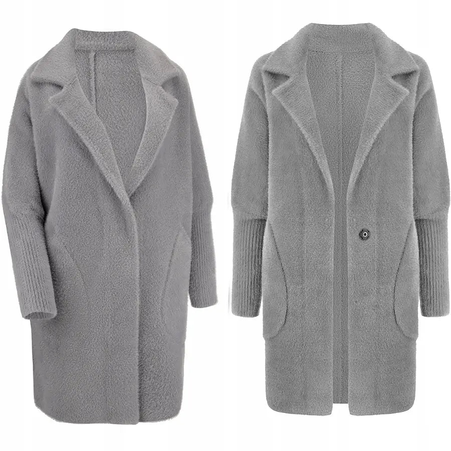 Stor Størrelse Alpakkafrakk Ulljakke Farger - Grå