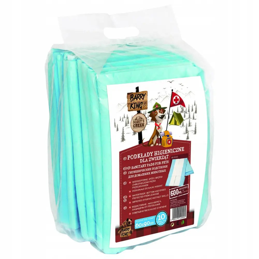 Store absorberende underlag for hund 60x90 cm, pakke med 50 stk i plastemballasje med fargerik etikett og illustrasjoner.