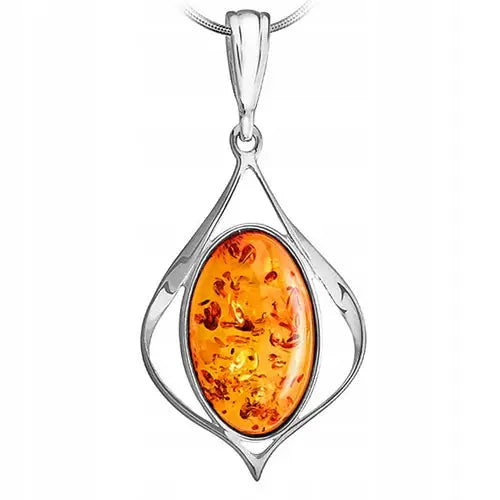 Charm Anheng i 925 Sølv med Naturlig Bernstein