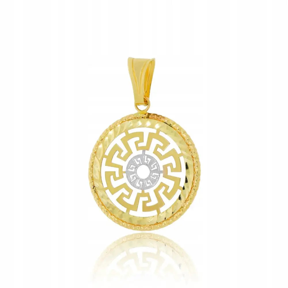 Charm Anheng med Gresk Mønster i Gult Gull 585