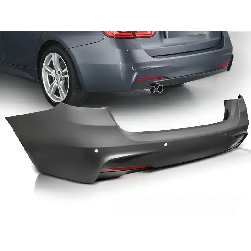 Støtfanger bak til BMW F31 Touring 11-18 M-PAKIET PDC i sort plast med sensorutskjæringer.