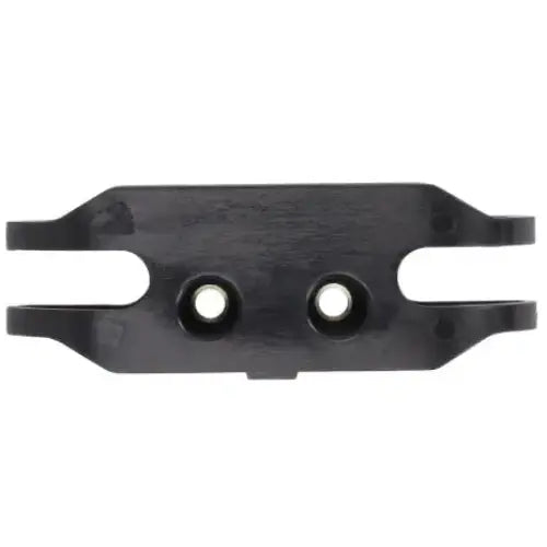 Støtfanger bak feste til Bmw 5 Serie E34, svart metall med to hull og buede utsparinger.