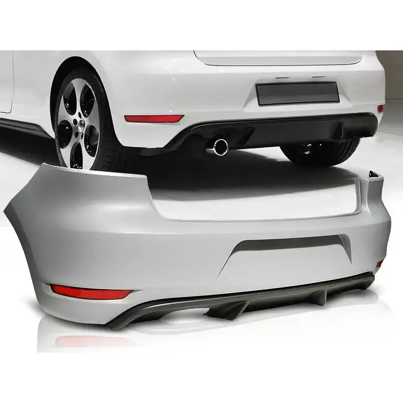 Støtfanger bak til VW Golf 6 GTI Style, lysegrå med røde refleksdetaljer og sort diffuser.