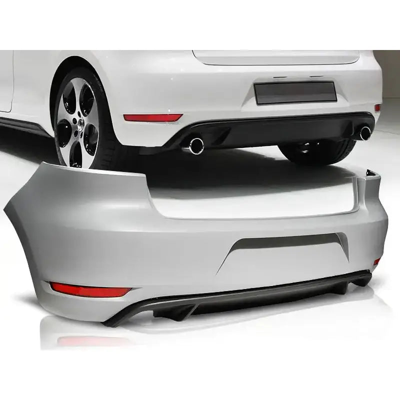 Støtfanger bak til VW Golf 6 Hatchback GTI Style Twin med røde reflekser og sort diffuser montert.