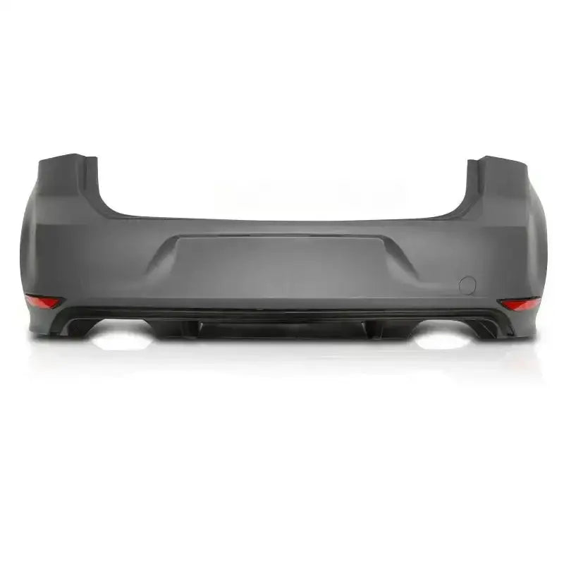 Bakfanger Vw Golf 7 13-17 R Look i grå plast med røde reflekser sett rett bakfra mot hvit bakgrunn.