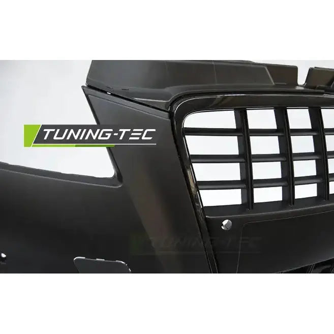 Frontfanger Audi A3 08-12 S8 Style Black PDC med sort matt rutenett, sett skrått fra siden.