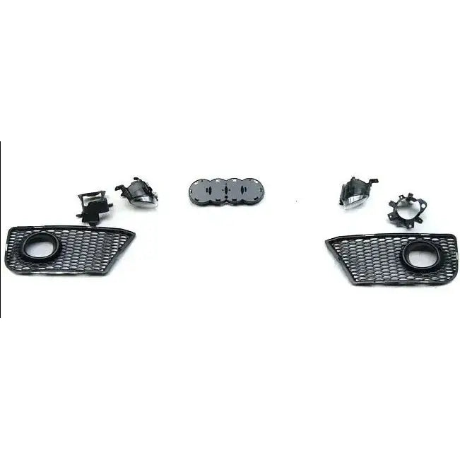 Front bumper sett til Audi A3 08-12 S8 Style Chrome Black med svarte griller og monteringsdeler.