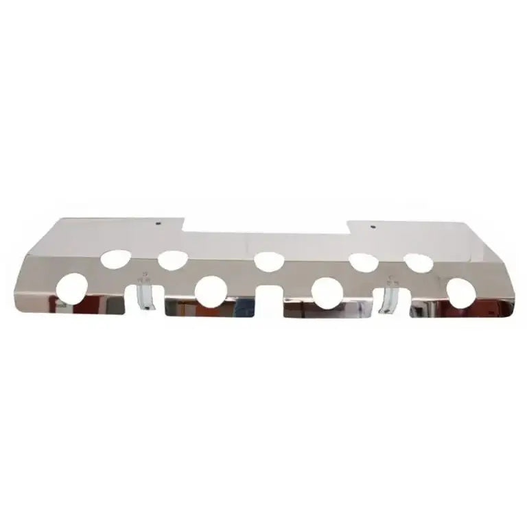 Front bumper ståls skid plate for Mercedes Benz G-Klasse W463, sett rett forfra med runde utskjæringer.