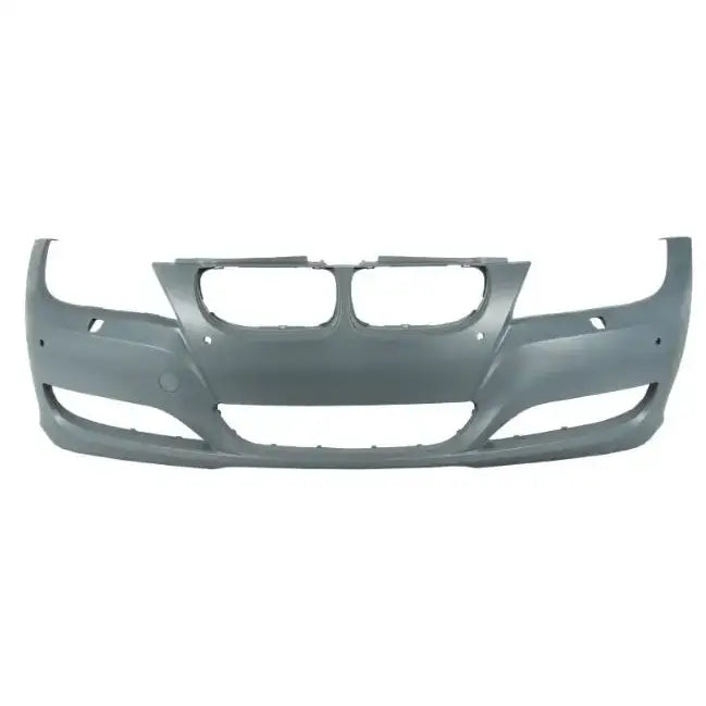 Støtfanger foran til BMW 3 E90/E91 08-12 i grå plast med åpninger for lykter og grill.