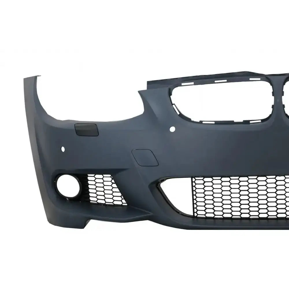 Front bumper til BMW 3 Serie E93 cabrio, sort plast med gittermønster og åpninger for lykter.