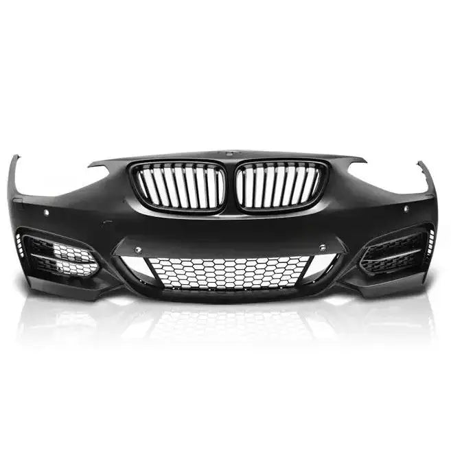 Frontfanger til BMW F20 F21 M235, svart plast med grill og bikakemønstret luftinntak.