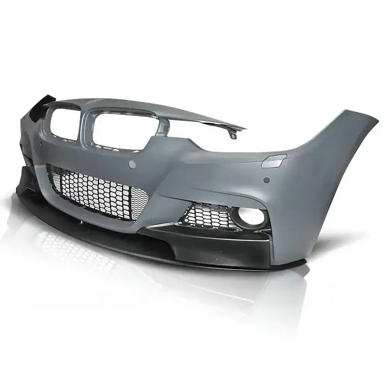 Frontfanger til BMW F30 F31 M-Performance, grå med sorte grilldetaljer og store luftinntak.