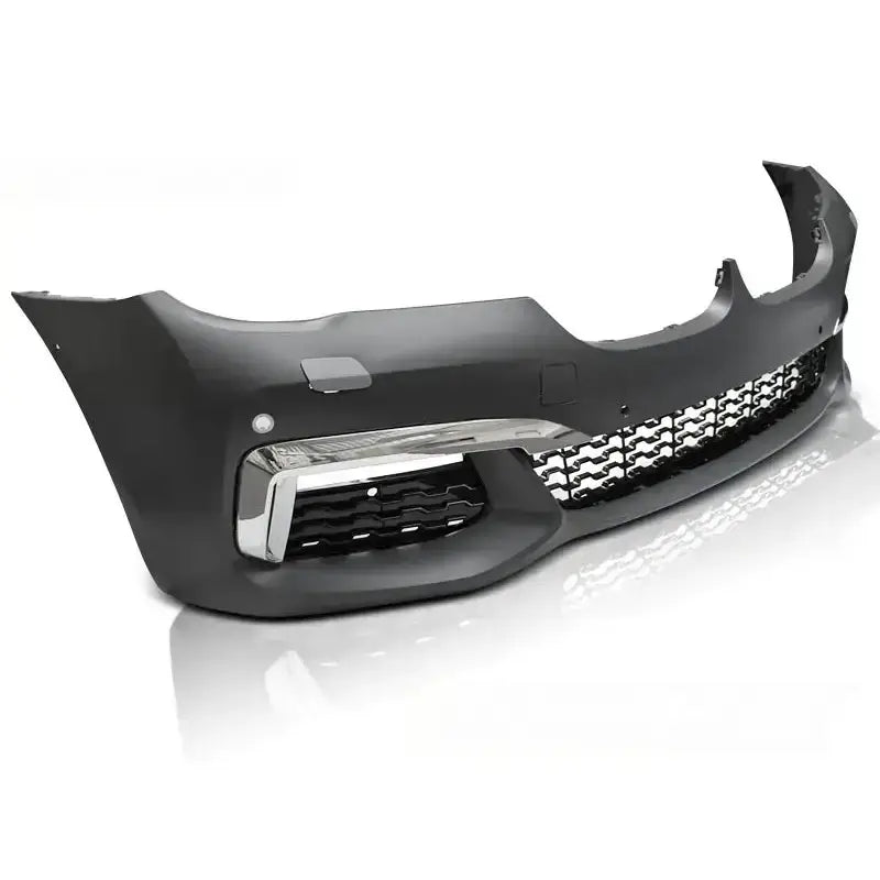 Frontfanger til BMW G11/G12 M-Tech Style PDC, sort med kromdetaljer, frontgitter og luftinntak vises.