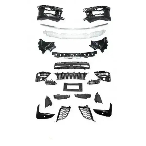 Front bumper sett til Bmw G20/G21 19- M-Tech PDC, sort og grått, systematisk lagt ut.