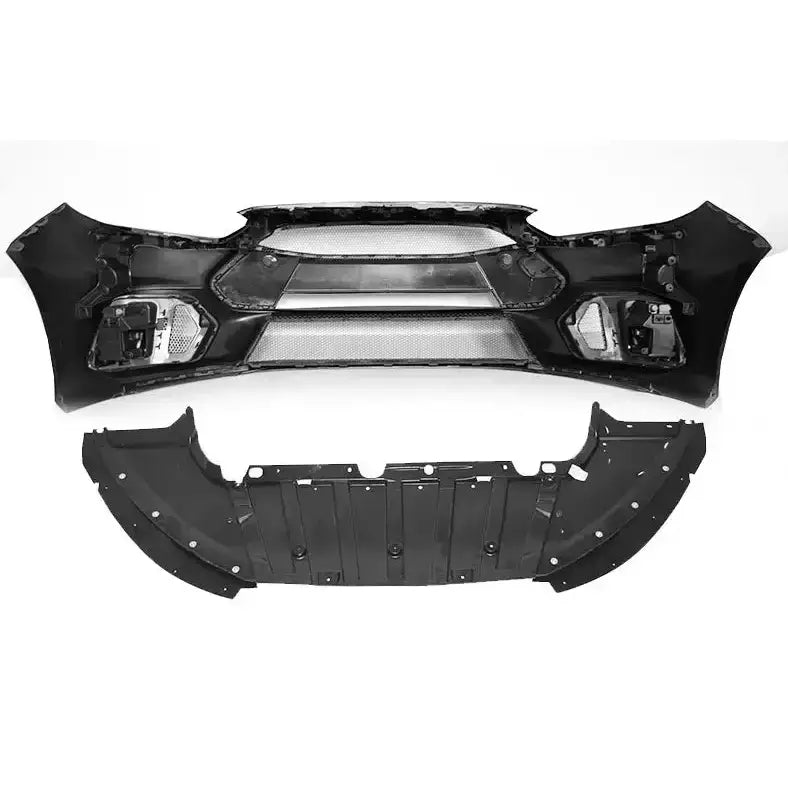 Front bumper til Ford Focus 15-18 Sport RS, to svarte plastdeler vist fra innsiden med monteringspunkter.