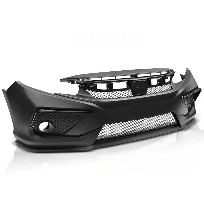 Frontfanger Honda Civic X 16-18 Sedan Concept Style i sort plast med luftinntak og tåkelysåpninger.