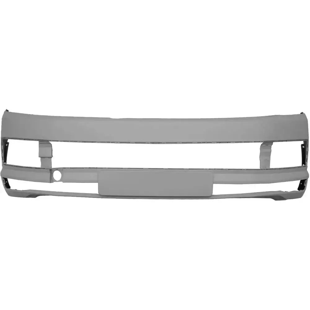 Støtfanger foran til Volkswagen T6 15-, lys grå plast med åpninger for lykter og luftinntak.