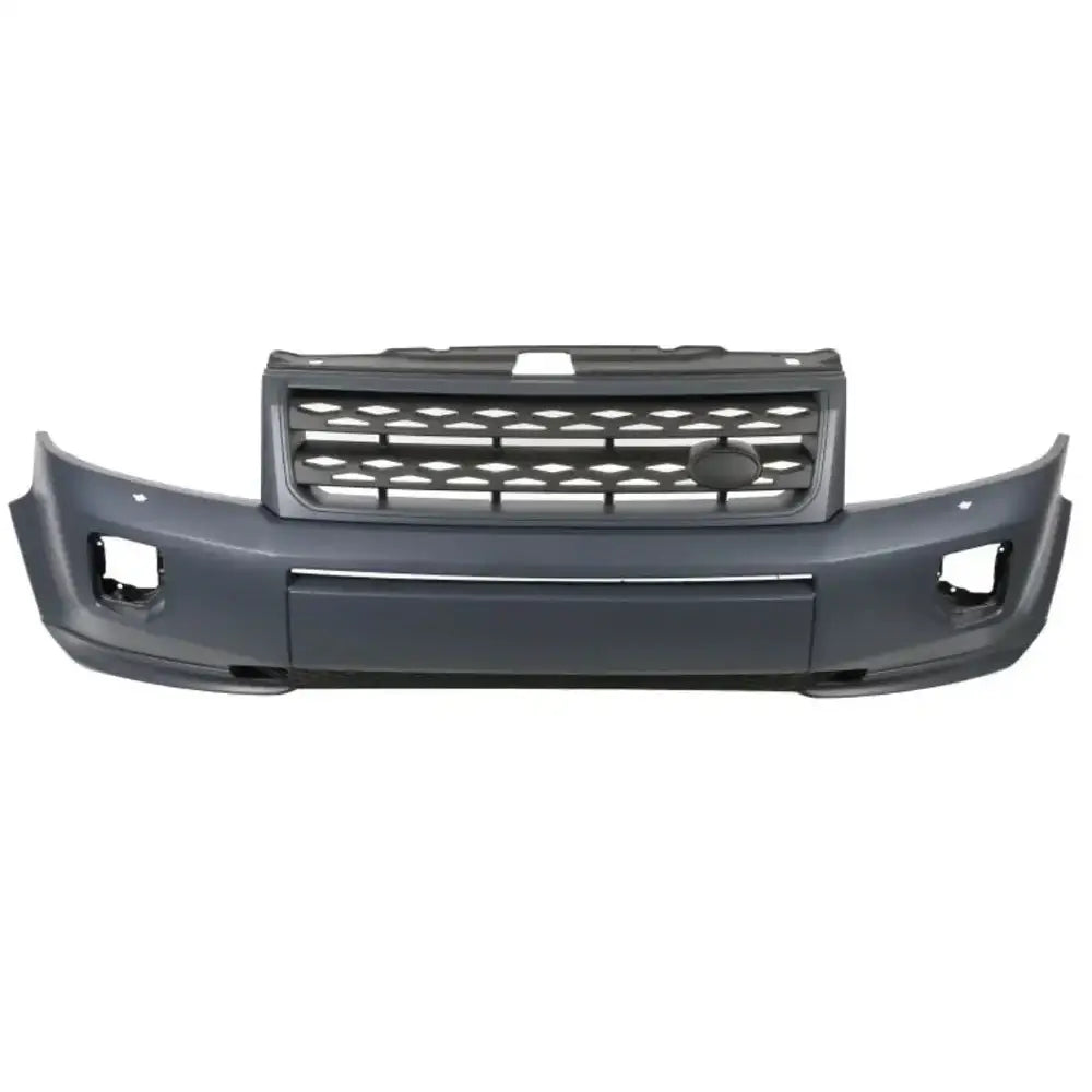 Støtfanger foran til Land Rover Freelander 06-14 i mørkegrå plast med grill og tåkelysåpninger.