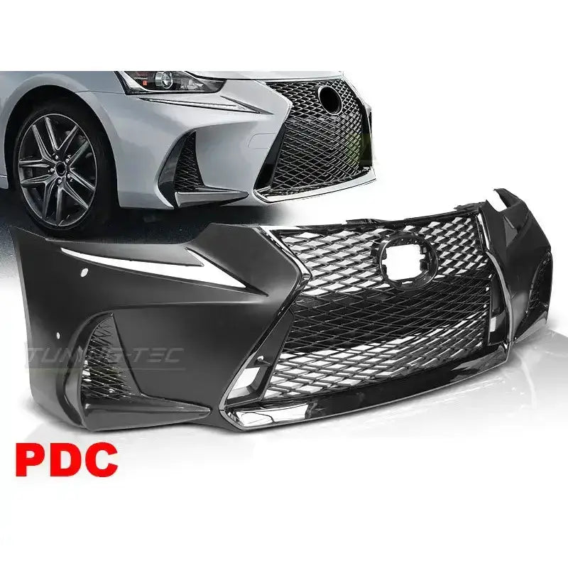 Frontfanger Lexus IS III 17- F-Sport Look med diamantmønstret grill og store luftinntak, sett forfra.