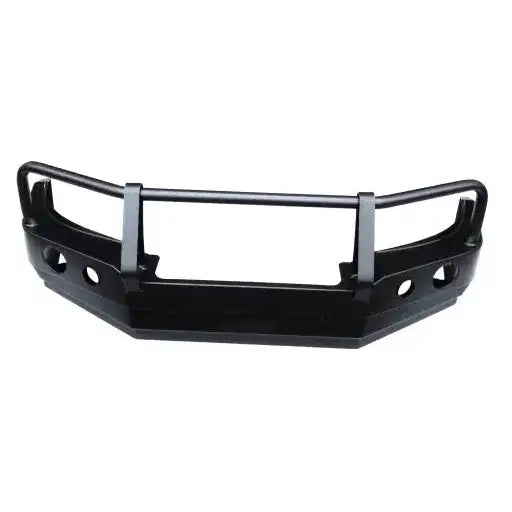 Frontfanger til Toyota Hilux 05-11 i svart metall med bullbar og runde hull på sidene.