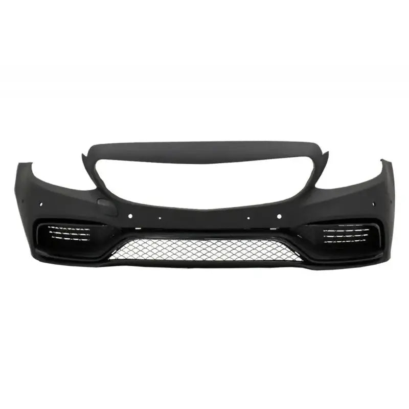 Frontfanger til Mercedes C-Klasse W205 coupe, svart plast med grill og nettingmønster sett rett forfra.