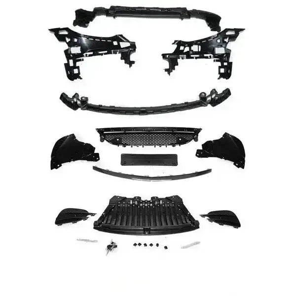 Front bumper monteringssett til Mercedes E-CLASS W238 17- med svarte plastdeler sett ovenfra.