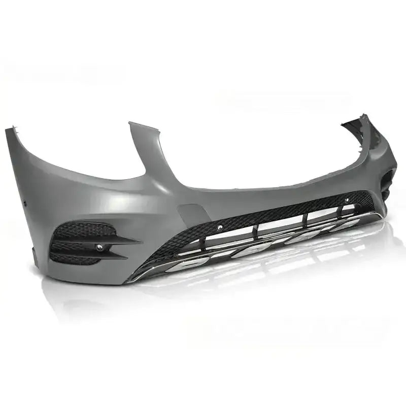 Frontfanger Mercedes GLC W253 AMG Look i grå plast med sorte nett, skrå forfra mot venstre.