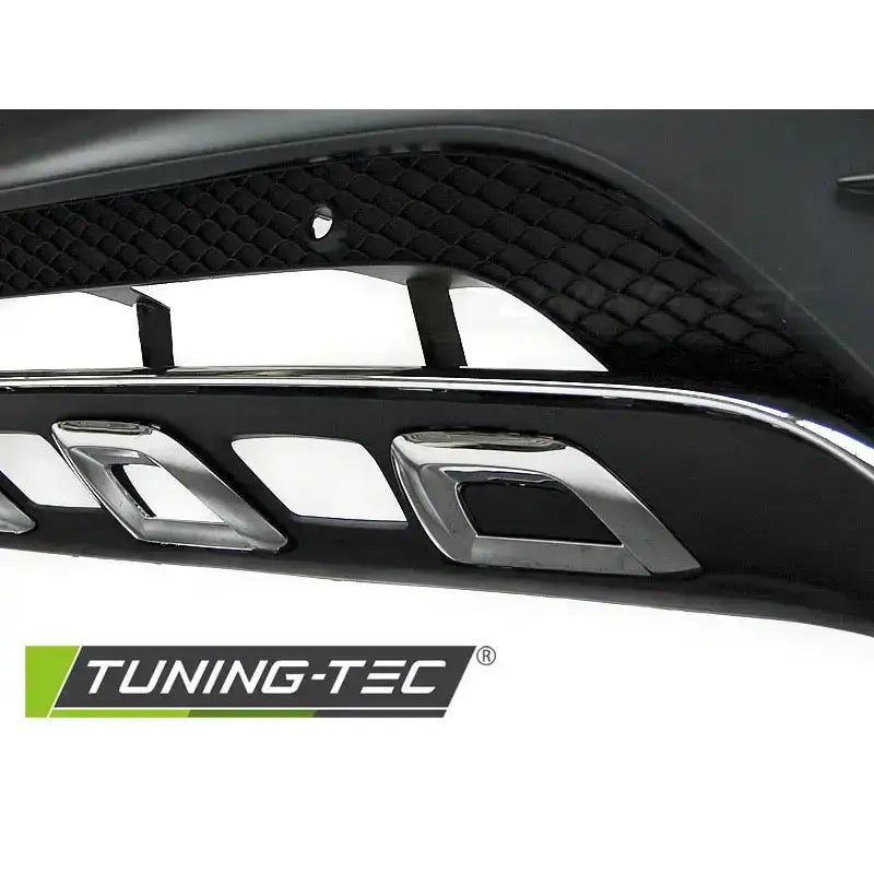Frontbumper Mercedes GLC W253 AMG svart med netting, to kromdetaljer og Tuning-Tec-logo.