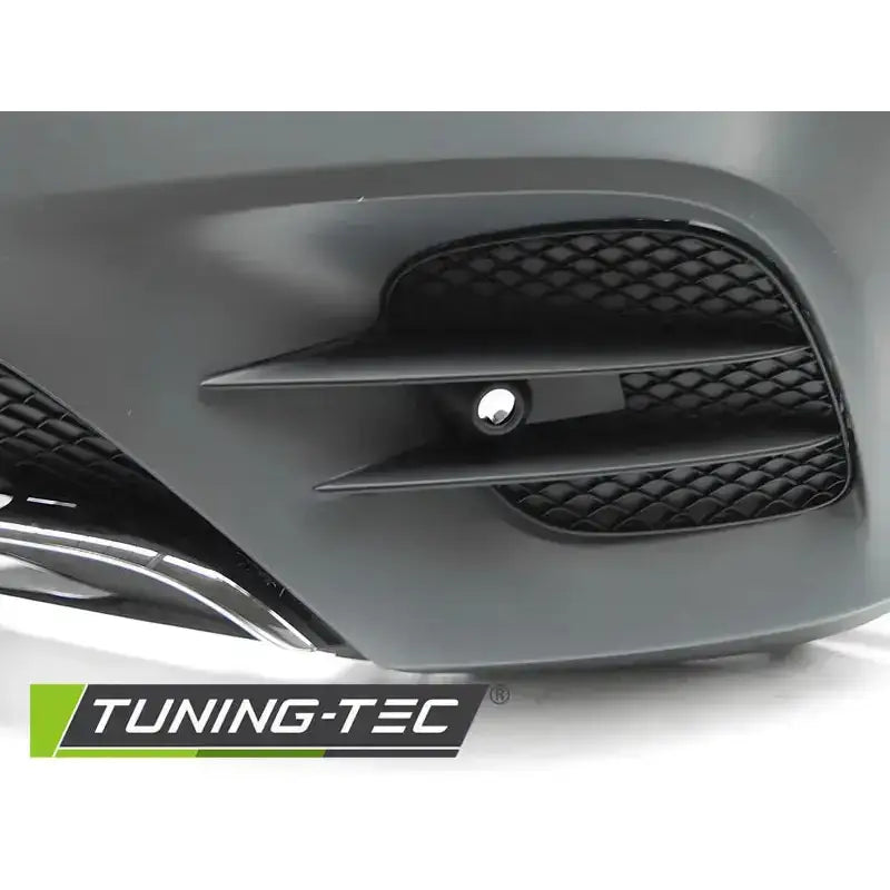 Støtfanger foran Mercedes GLC W253 AMG matt grå med sort grill og luftinntak, sett skrått forfra.