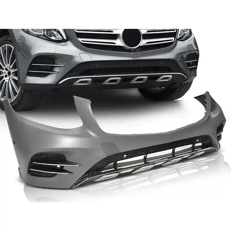 Støtfanger foran Mercedes GLC W253 15-18 GLC43 AMG Style med sorte detaljer og luftinntak.