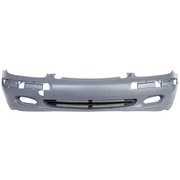 Støtfanger foran til Mercedes S Klasse W220 98-02 i grå plast med svart netting og åpninger for lykter.