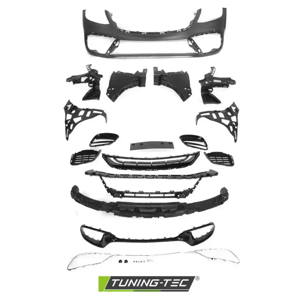 Støtfanger foran Mercedes S-Klasse W222 18- AMG S63, komplett sett med svarte deler sett ovenfra.