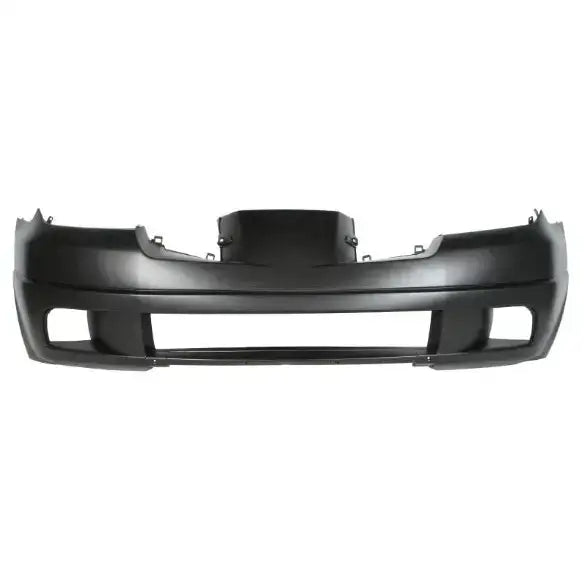 Støtfanger foran til Mitsubishi Outlander I 02-06, sort plast med brede åpninger, sett rett forfra.