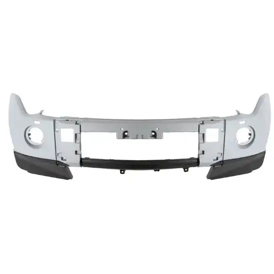 Støtfanger foran Mitsubishi Pajero IV 07-15 i lysegrå plast med lykteutskjæringer og svarte endepartier.