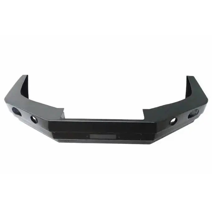Støtfanger foran til Nissan Pickup D22 01-04 i sort metall med lysutsparinger, sett forfra.