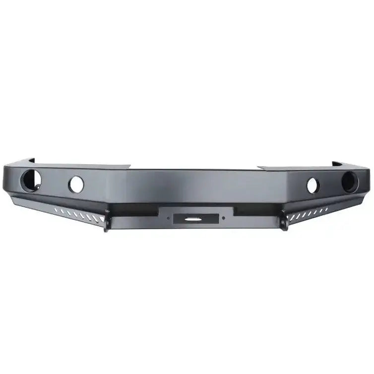 Støtfanger foran stål til Toyota Land Cruiser J80, sort med runde hull og forsterkede ender.