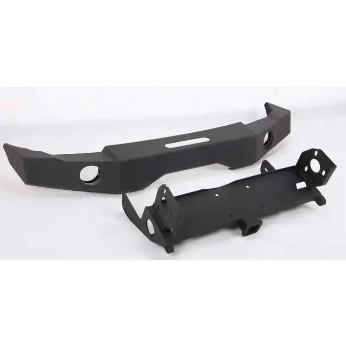 Støtfanger foran Suzuki Jimny 07-18 i svart metall med matt finish og monteringsfester, sett fra skrå vinkel.