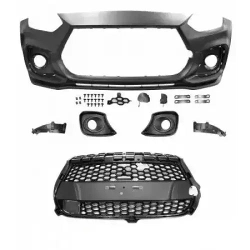 Frontfanger Suzuki Swift VI 17- Sport Style sett med grill, luftinntak og monteringsdeler sett ovenfra.