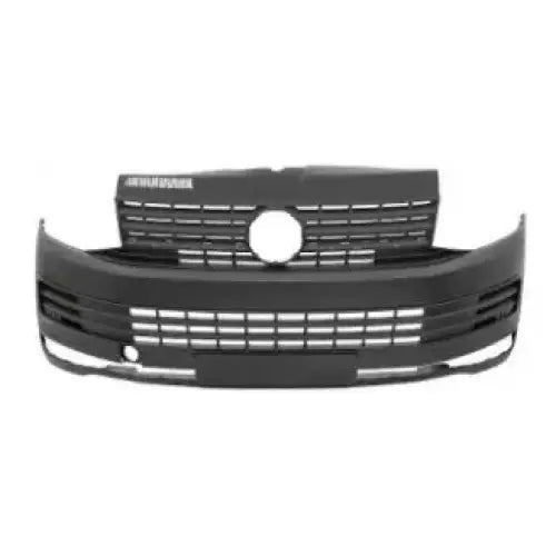 Støtfanger foran svart Volkswagen T6 med horisontale riller og stor åpning for logo.