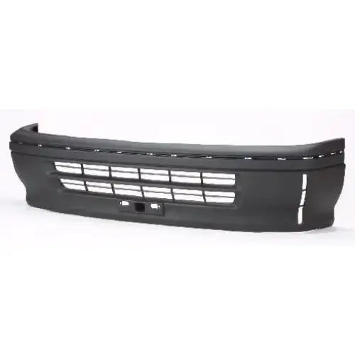 Støtfanger foran til Toyota Hiace 89-95 i sort plast med luftspalter og utsparing, sett forfra.