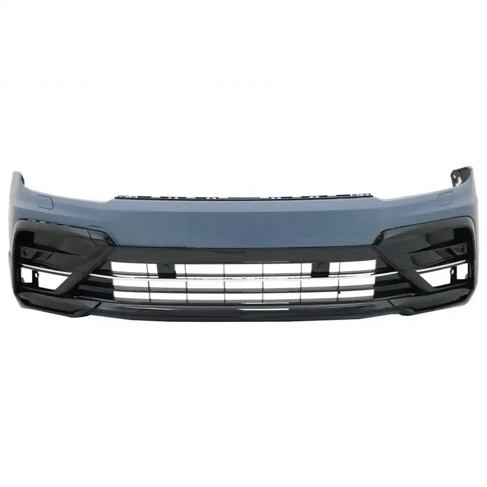 Frontfanger til Volkswagen Tiguan 15- i mørk grå plast med sorte detaljer, sett rett forfra.